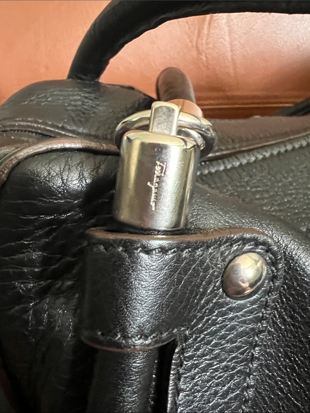 Salvatore Ferragamo Black Leather with Silver tone hardware. - Picture 2 of 11